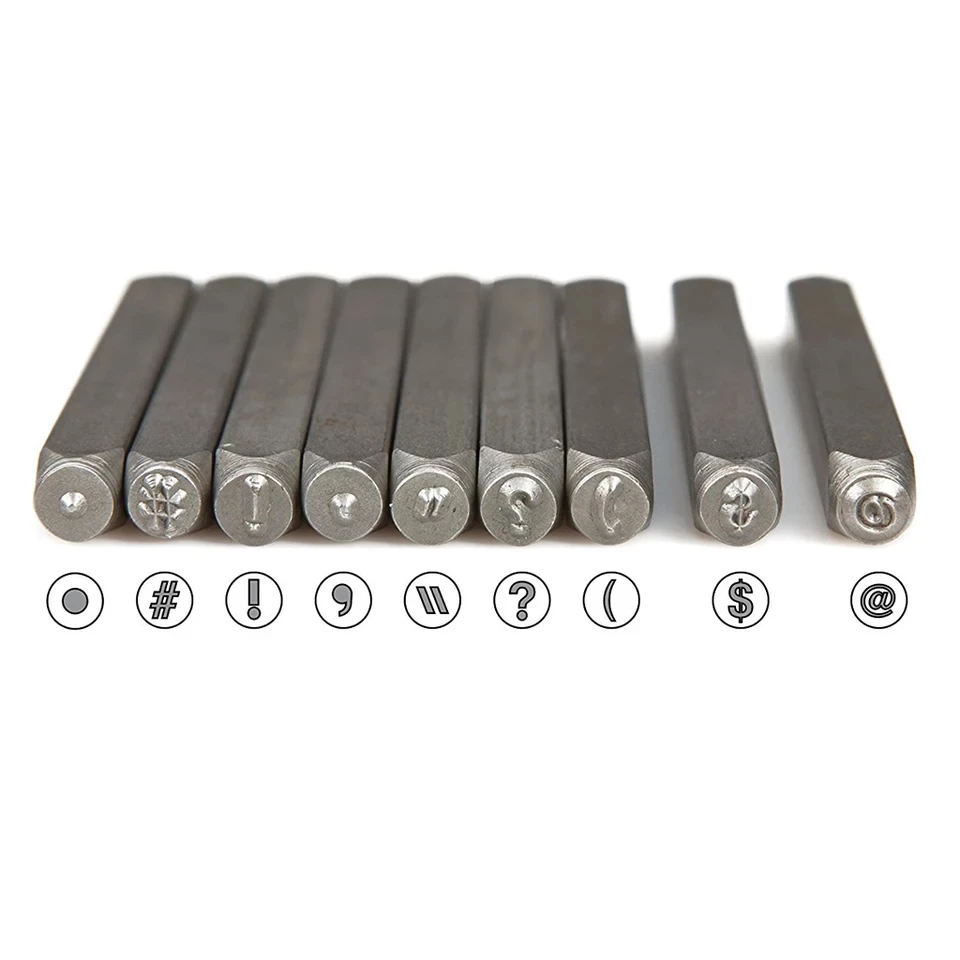 4mm Metal Stamps Set Symbols Metal Stamping Tools for Jewelry Custom Logo Punch Craft Tool 9pcs Set Leather Jewelry Steel Stamp