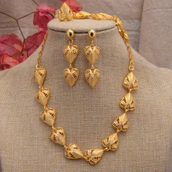 24k Dubai Gold Color Jewelry Sets For Women African Bridal Wedding Gifts Party Necklace Peru Earrings Ring Bracelet Jewelry Set