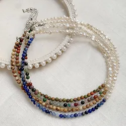 Vintage Natural Freshwater Pearl Necklace for Women Men Jaspers Agates Green Stone Baroque Pearl Choker Wedding Femme Collier