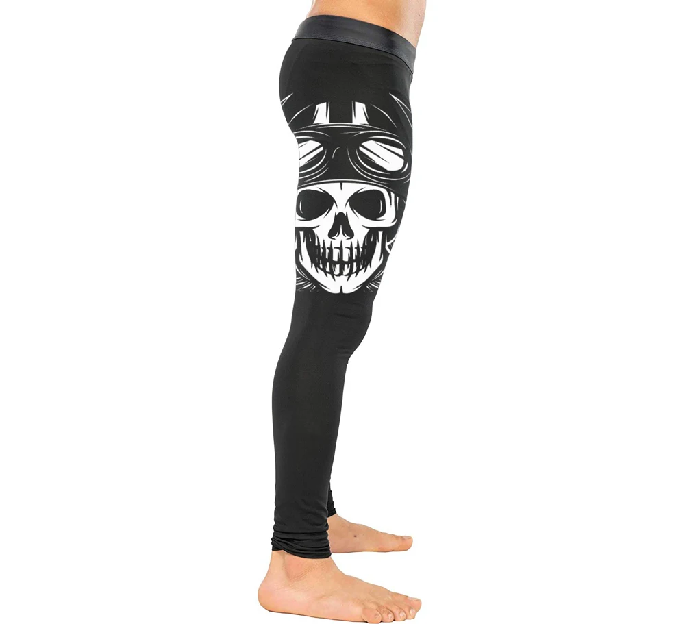 Motorcycle Skull Mens Gym Workout Exercise Spats Muay Thai Jiu Jitsu MMA BJJ Leggings Tights for Men