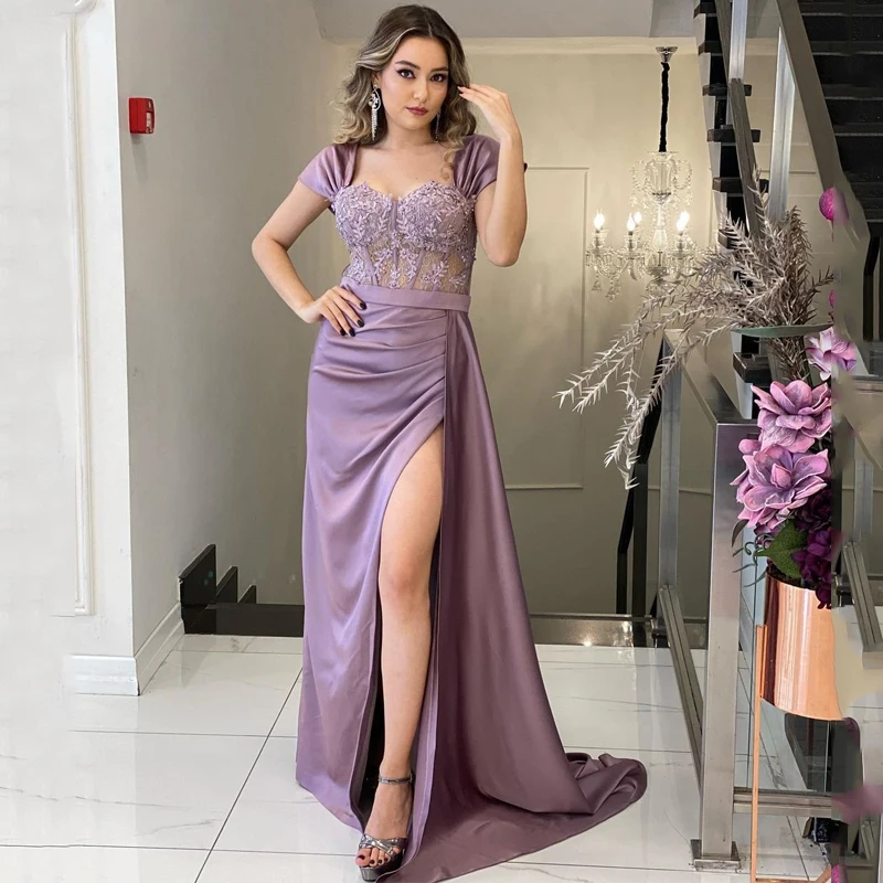 

Sexy Lady Dubai Prom Evening Dresses Off Shoulder Appliques Dubai Party Dress High Split Floor Length Cocktail Gowns платье