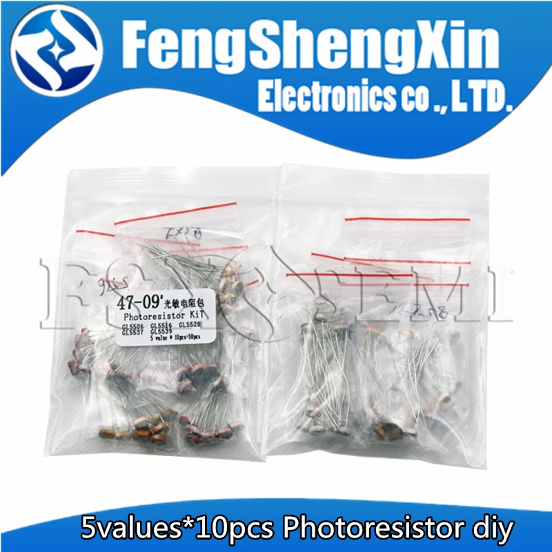 

5values*10pcs LDR Photoresistor diy kit for GL5506 GL5516 GL5528 GL5537 GL5539 Photo Light Sensitive Resistor Photoresistor