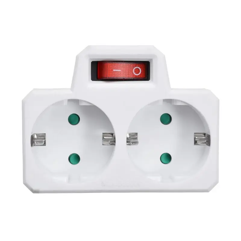 Durable EU Standard Multiple Plug 250V 16A Double Socket Conversion Socket with Outlet Switch Plug Power Adapter Socket 4XFD