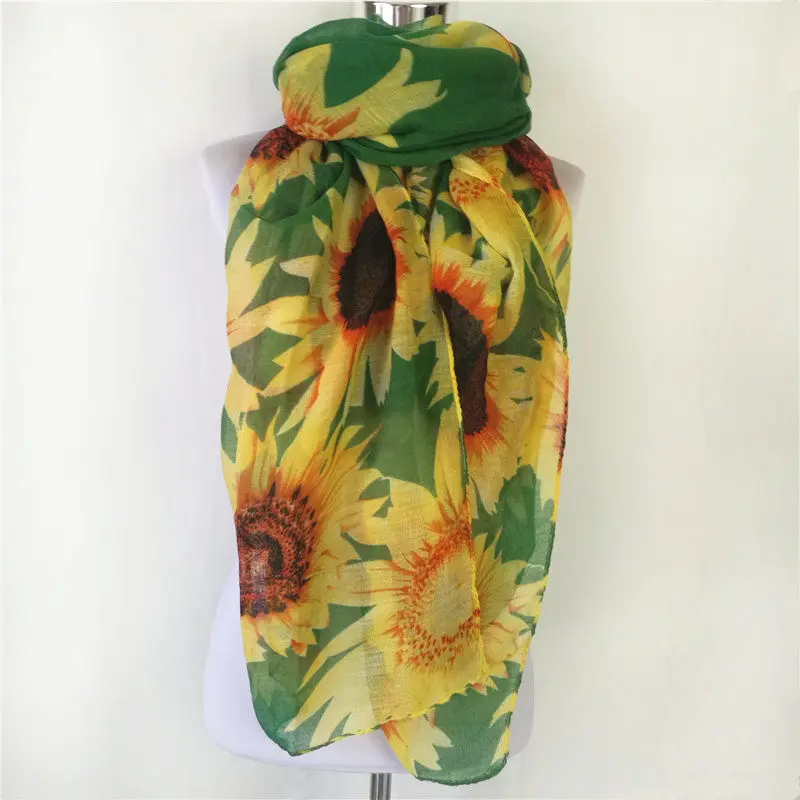 Women Spring Summer Thin Flower Scarf Literature viscose Scarf Female Sunscreen Shawl