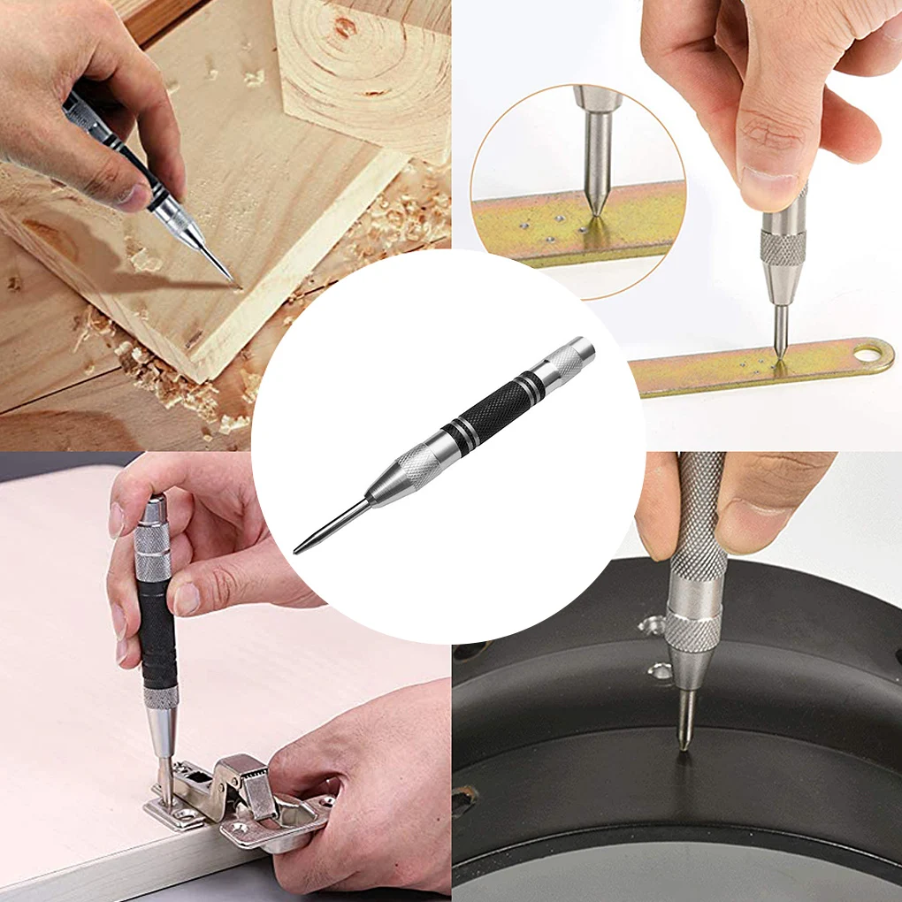 Upgrade Automatic Center Pin Spring Loaded Mark Center Punch Tool Wood Indentation Mark Woodworking Tool Bit Punch Needle