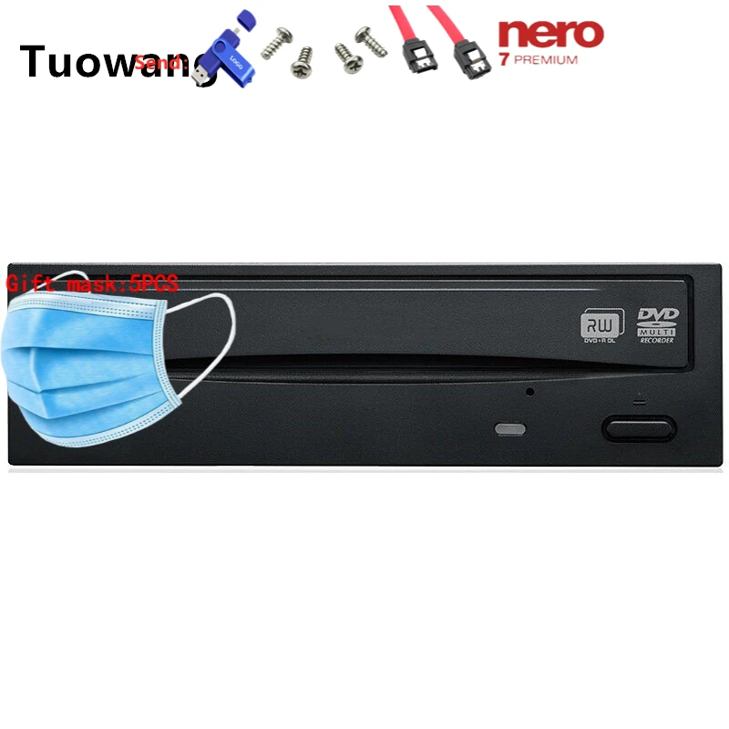 Universal for Asus DRW-2014L1T built-in SATA 24x DVD and CD rewriter drive black is suitable for desktop computer exempt drive