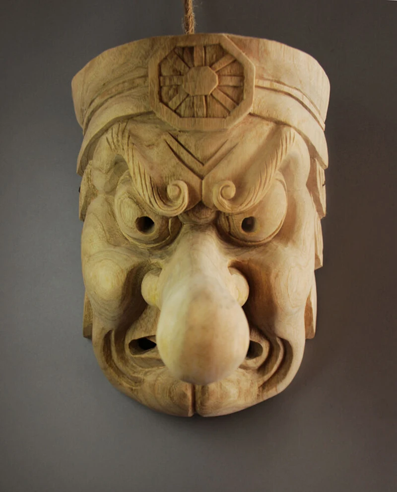 23*15*18cm Hand Carved Wood Japanese Noh Tengu Monster Mask