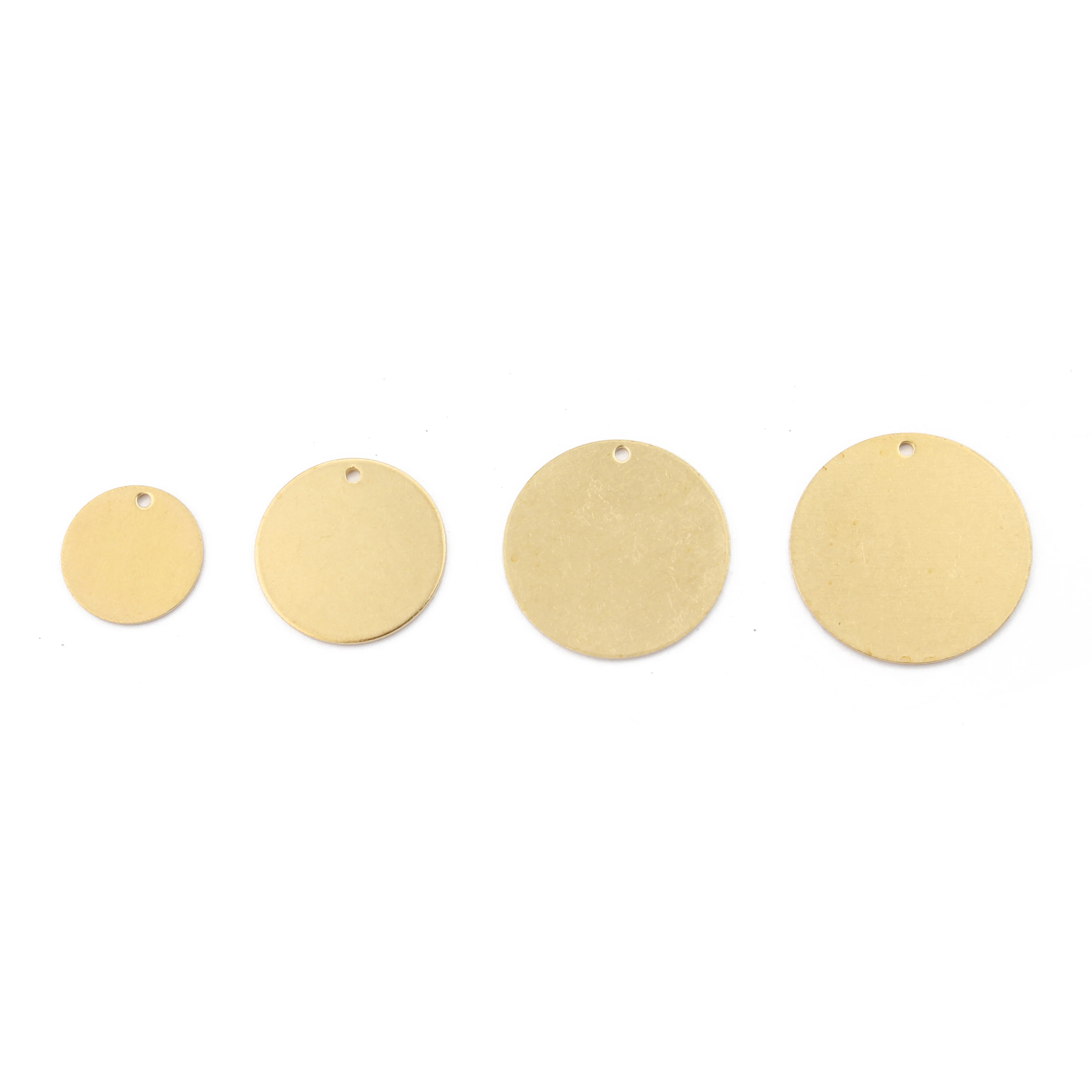 Surowy mosiądz okrągły tłoczenie puste płyty 15mm 20mm 25mm 30mm 40mm Charms wisiorek dla kolczyki DIY naszyjnik...