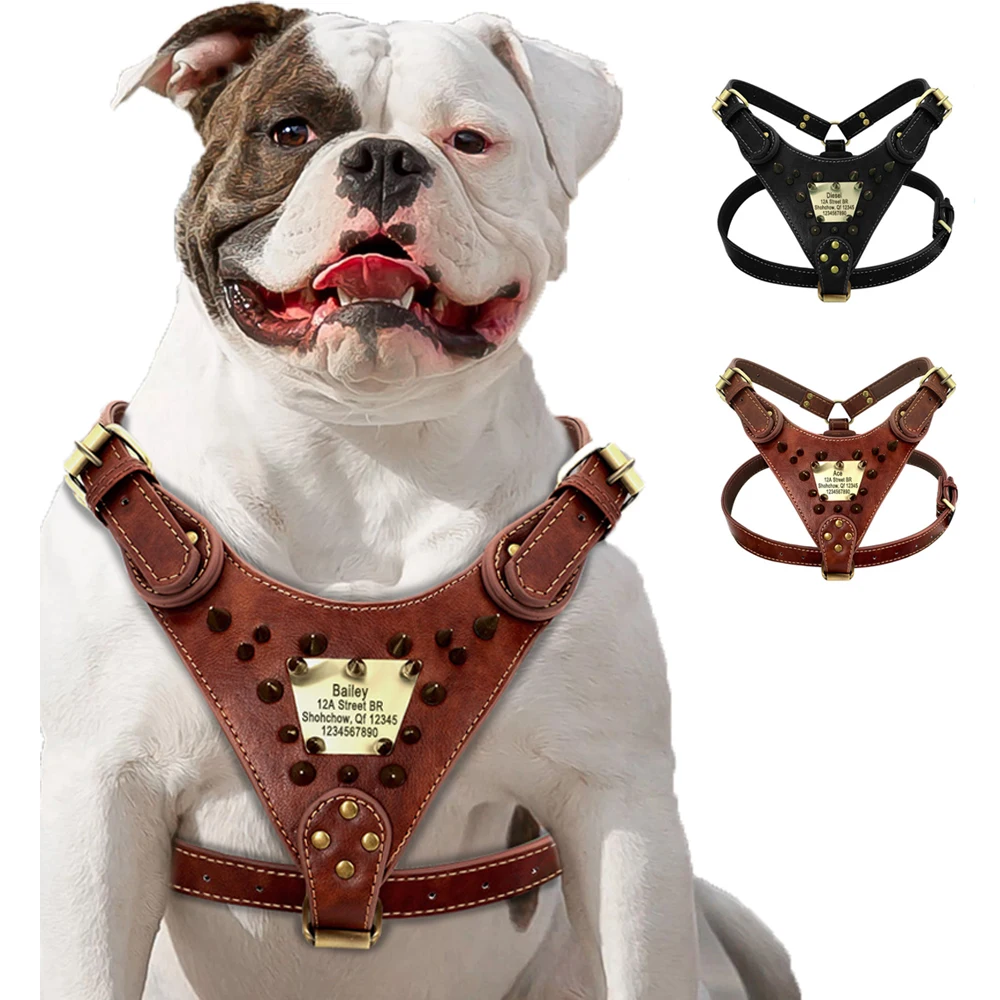 Durable Dog Harness Personalized Dogs Harness Vest For Medium Large Dogs Training Show Party With Anti-lost Tag Nameplate Handle