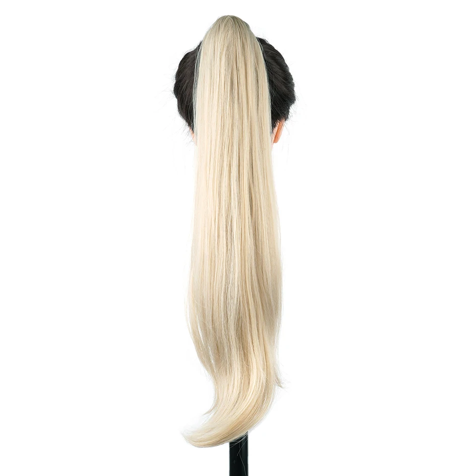 Soowee coleta larga en capas sintética extensión rubia cola de caballo flexible postizos 5
