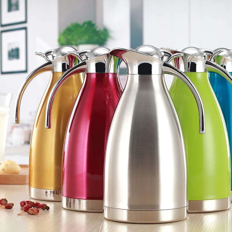 2L Vacuum Insulation Double Wall Stainless Steel Coffee Pot Milk Tea Jug Water Carafe Flask Thermal Thermos Bottles