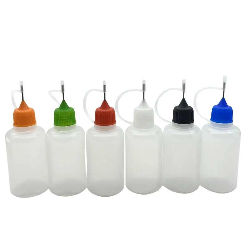 100pcs 30ml Plastic Vial With Metal Needle Cap PE Soft Empty Dropper Bottle Empty Container