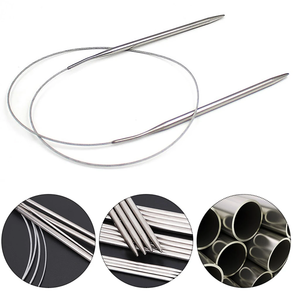 Circular Sweater knitting Needles 43/ 60/ 80/120cm Stainless Steel Ring Needle Weaving Circular Needlework Kit DIY Knitted Tool