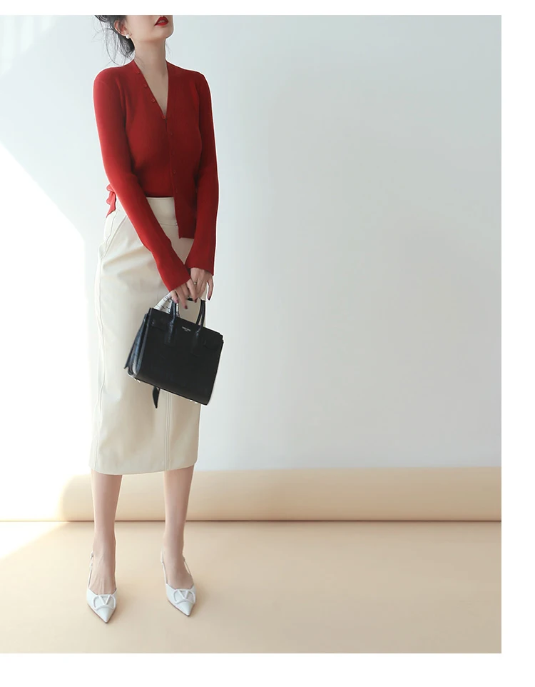 Nerazzurri Spring Midi Pu Leather Skirt Women Brown White Black Long High Waisted Pencil Skirts for Women 2023 Side Slit Zipper 25 H47ae0f1a9d20471caa86035885f782994