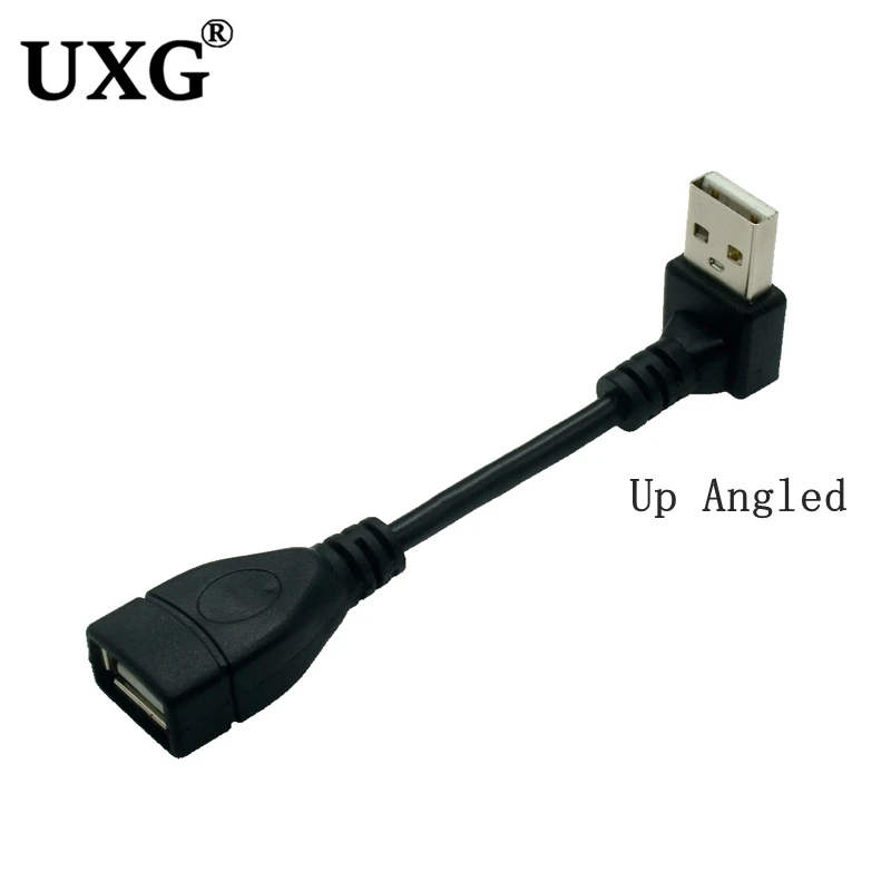 10cm 20cm USB 2.0 męskie do żeńskie 90 kątowe adapter przedłużający krótki kabel USB2.0 M/F prawe/lewe/down/up czarny kabel przewód