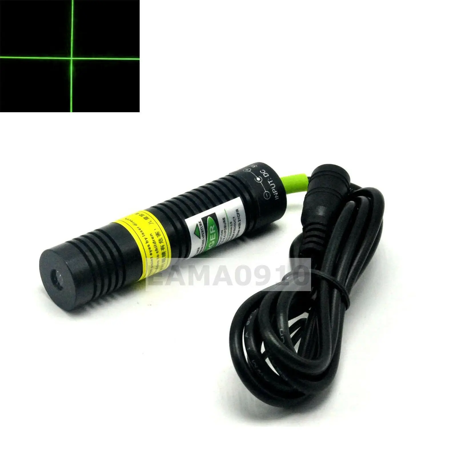 532nm 30mW Green Cross Laser Module Long Time Working 18x75mm w/AC 5V Adapter