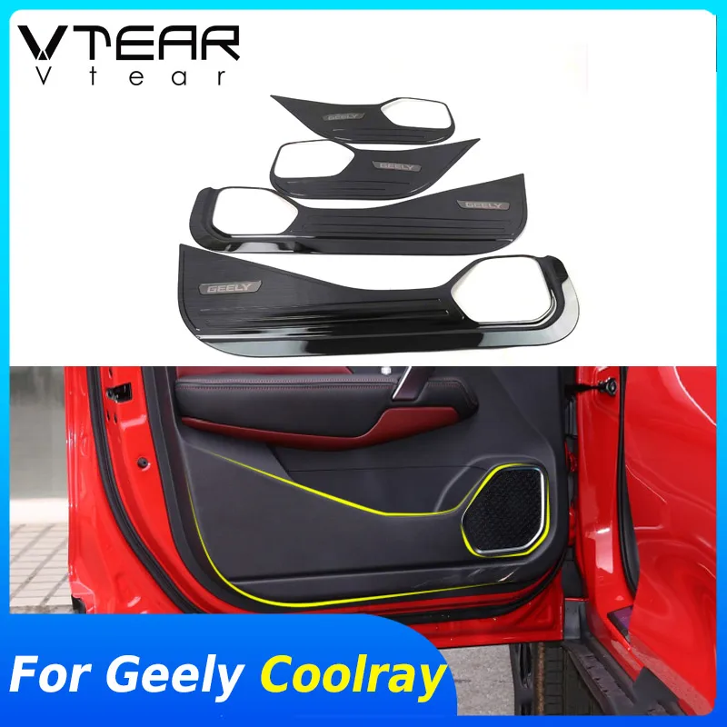 Vtear For Geely Coolray SX11 BelGee X50 Door Anti-kick cover interior frame car styling Trim chrome accessories Mouldings parts