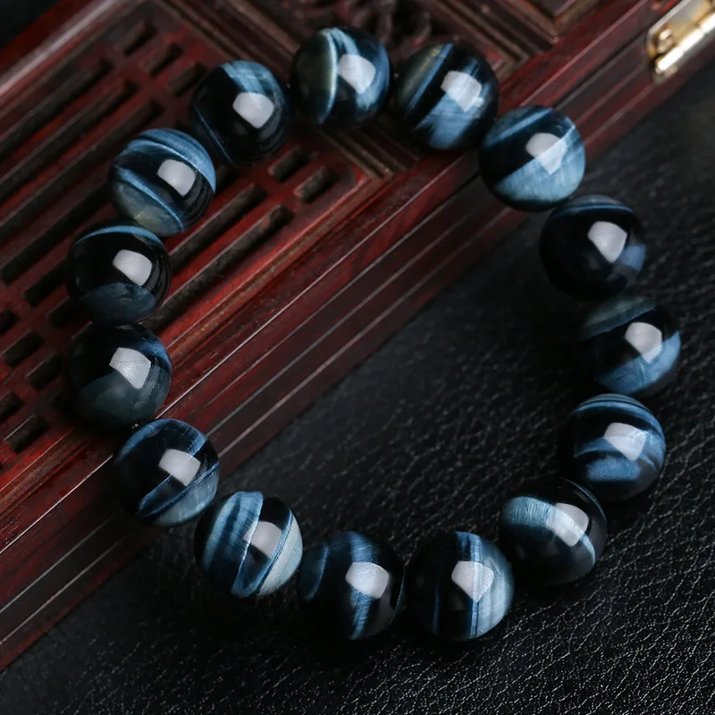 5A+ Lightning Blue Tiger Eye Bracelets Men Highest Quality Natural Stone Round Beads Elasticity Rope Bracelets for Women Jewelry