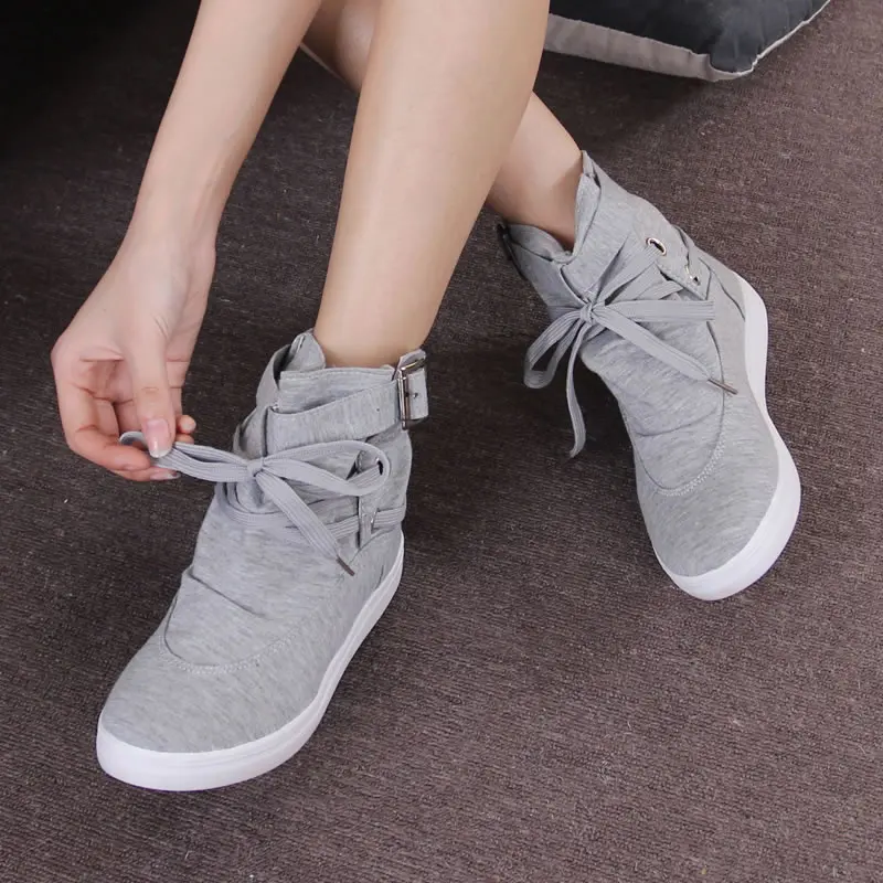 2021 New Autumn and Winter Women\'s Boots Casual Canvas Shoes Women\'s Flat Shoes Solid Ankle Boots Platform Shoes Women