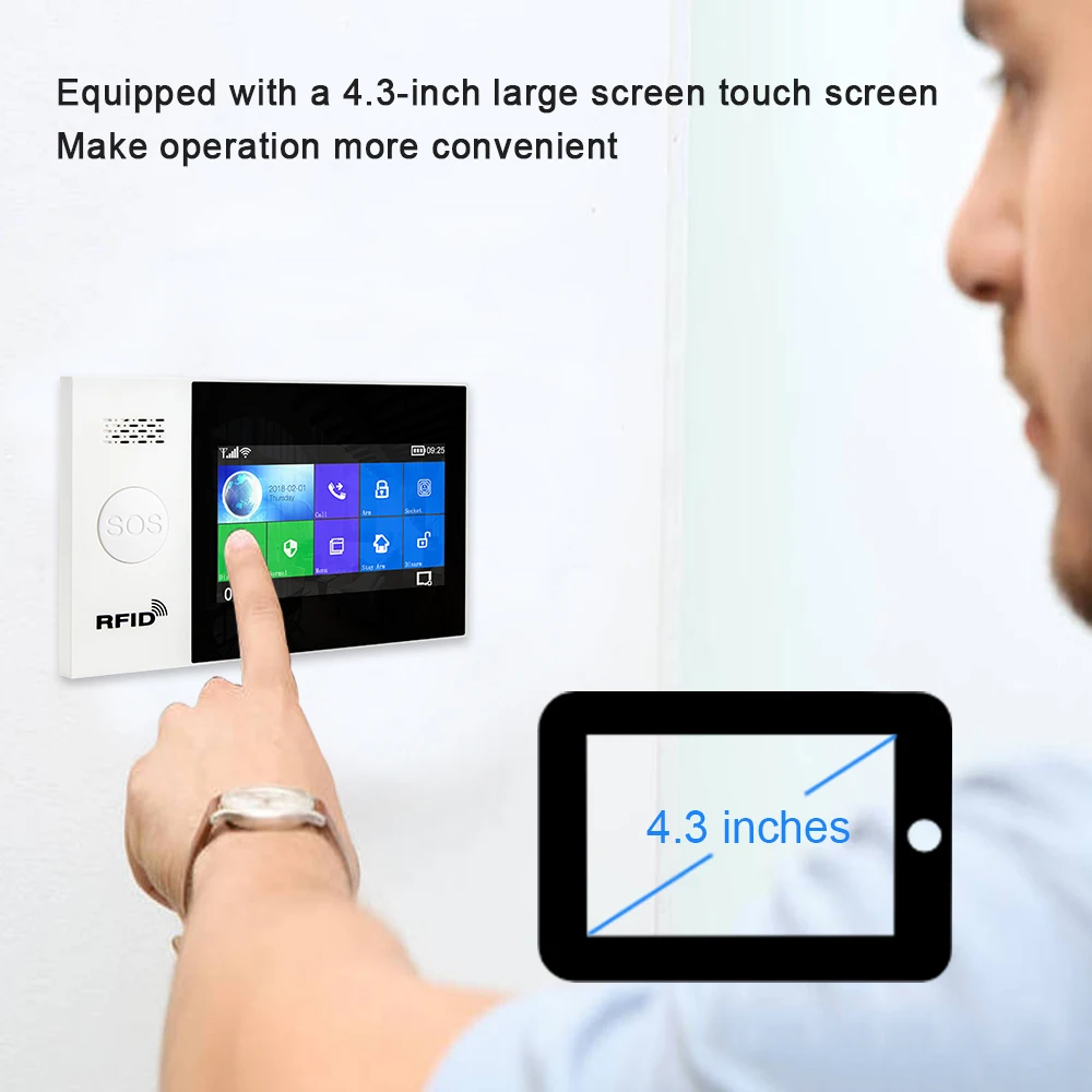 Tuya WiFi GSM home Security Protection smart Alarm System Touch screen Burglar kit Mobile APP Remote Control RFID Arm and Disarm