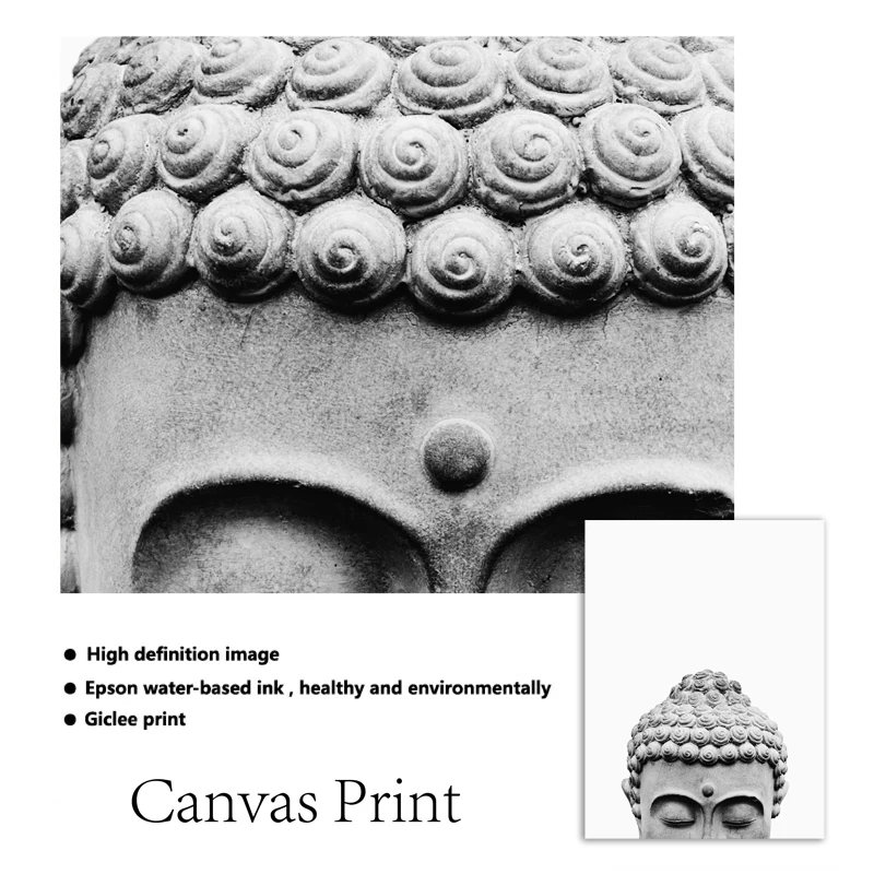 Buddha Statue Boho Wall Art Print And Poster Black White Yoga Gift Art Canvas Painting Buddha Wall Picture for Living Room Decor