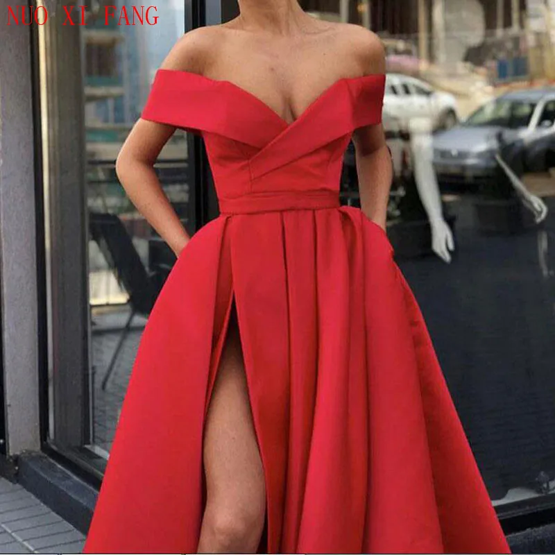 Nieuwe Collectie Avond Dresse Formele Vestido Noiva Sereia Prom Party Robe De Soiree Rode Toga Luxe Japon Sexy Side Slit zakken