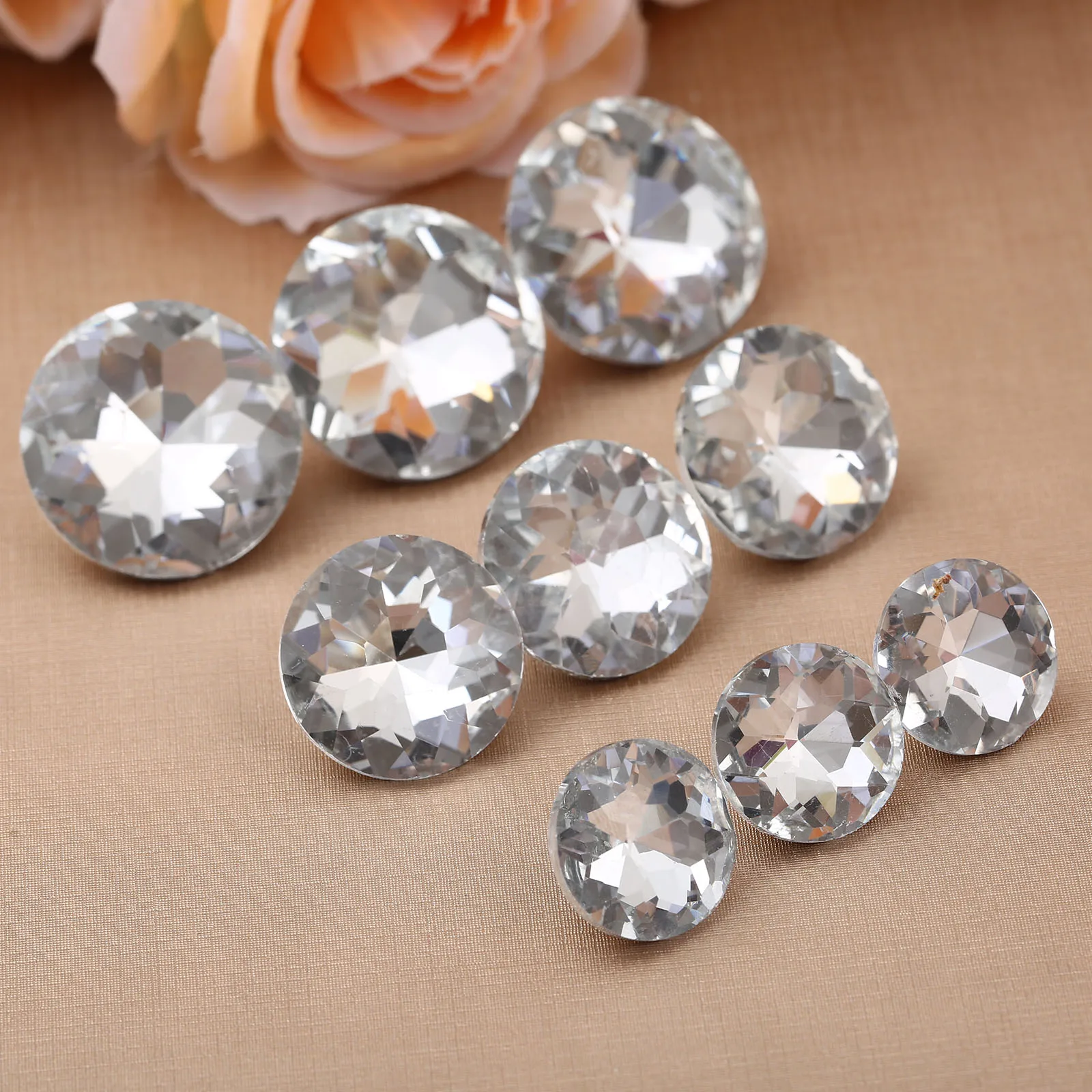 10pcs Diamond Upholstery Buttons Crystal Nails Gem Decorative Tacks Studs 20/25/30mm Craft Handmade Leather Sofa Bag Board