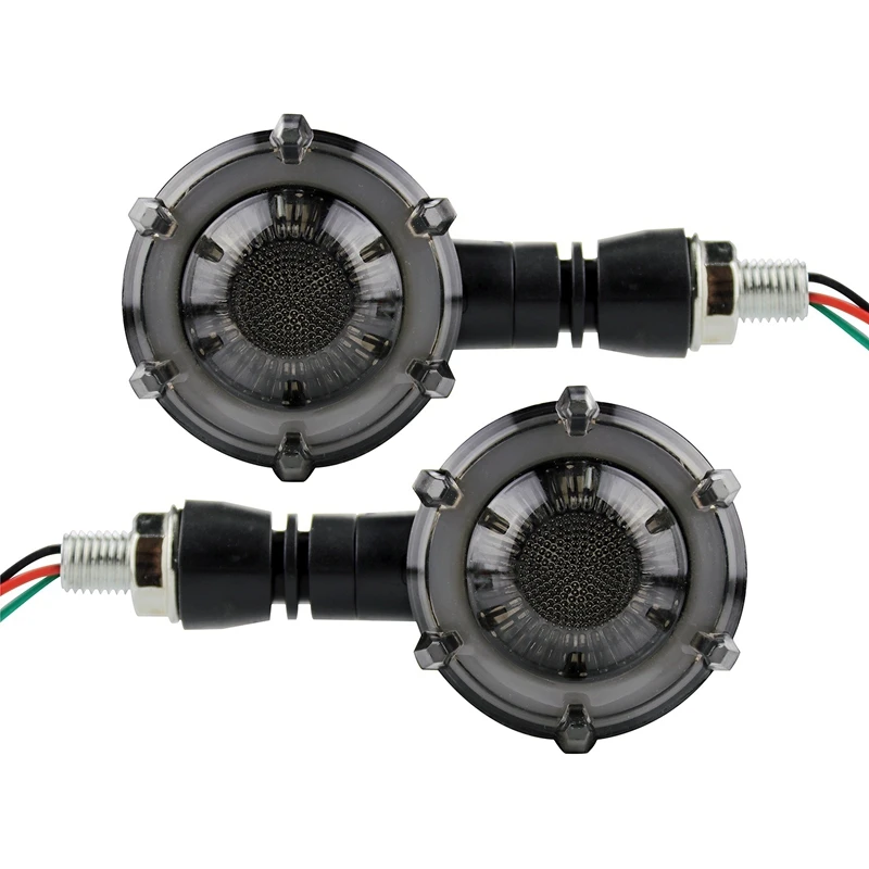 2Pcs Motorcycle Turn Signal Modified Led Two-Color Circular Streamer Turn Signal Indicator with Daytime Running Lights