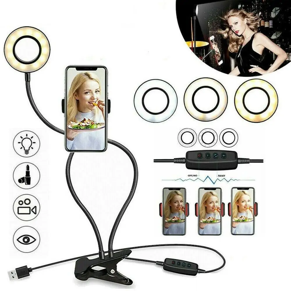 Ring Light with Stand LED Camera Selfie Light Ring for iPhone Live Streaming Ring Lamp Phone Holder for Video Photography