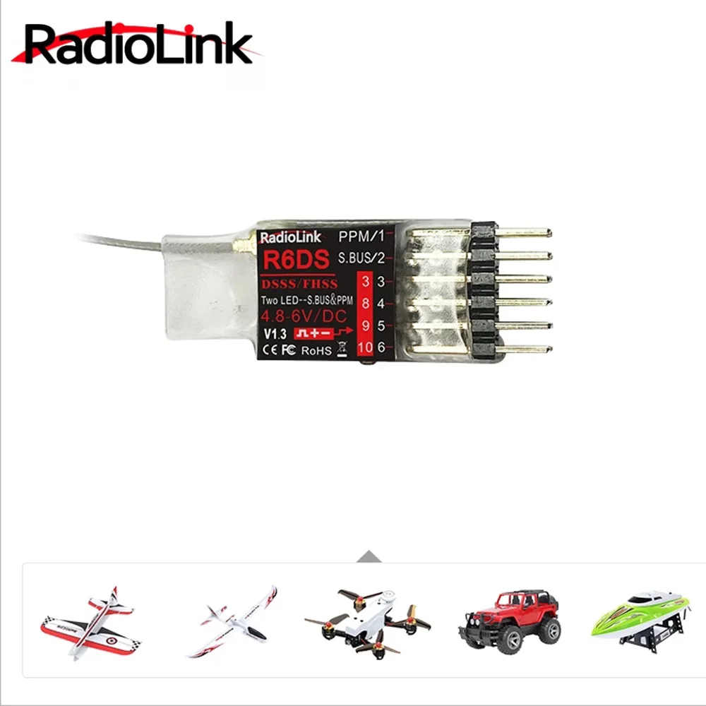 Radiolink R6DS Empfänger 2,4G 6CH PPM PWM SBUS Ausgang Kompatibel Für AT9 AT9S AT10 AT10II Sender