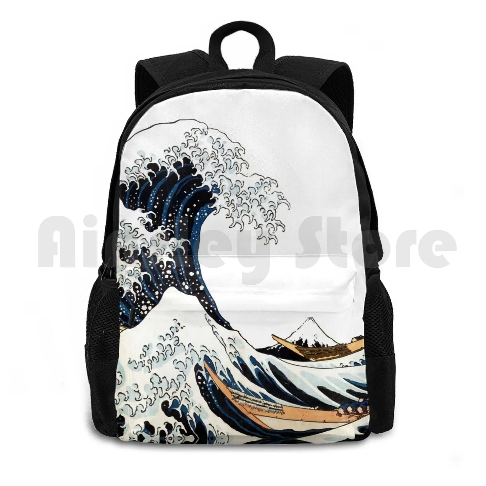 

Great Wave Off Kanagawa Outdoor Hiking Backpack Waterproof Camping Travel Japan Japanese Fine Art Mount Fuji Fujiyama Hokusai