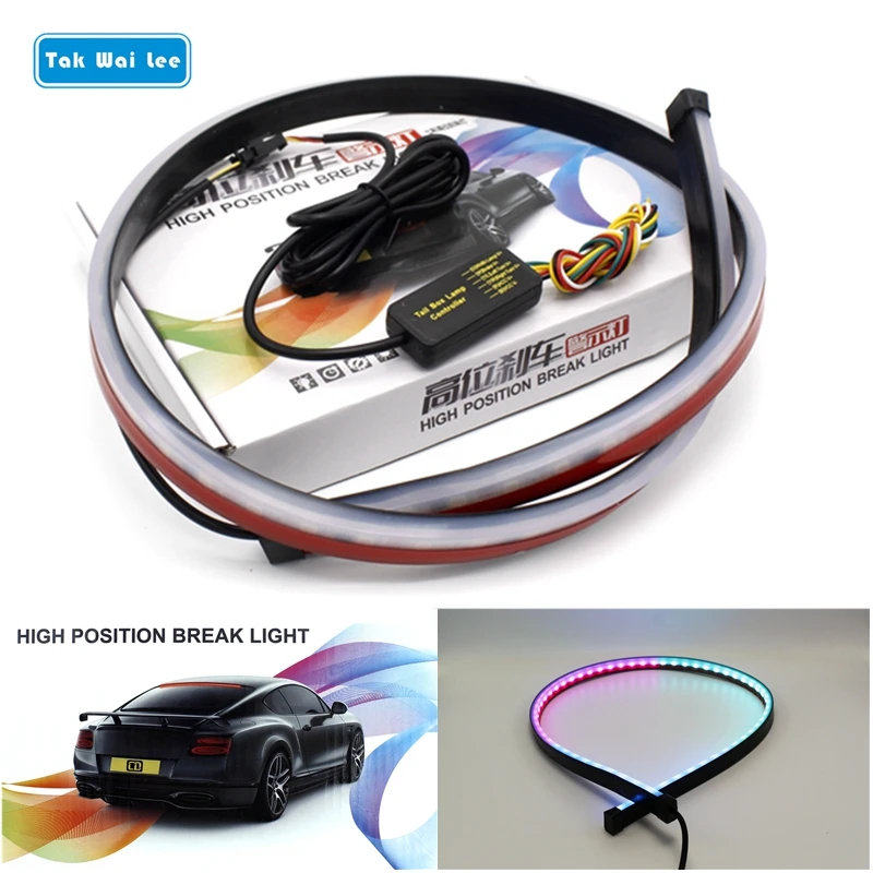 

Tak Wai Lee 1X 1M RGB LED High Position Break Light Strip Turn Signal Lamp Day Light Double Flash Warning Car Styling Taillight