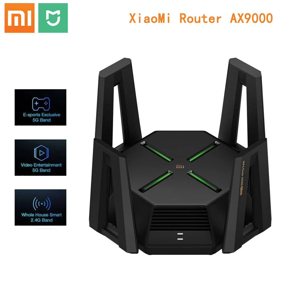 

Xiaomi Mijia AX9000 Router AIoT WiFi 6 Enhanced Version Tri-Channels Quad-Core CPU 1GB RAM 4K QAM 9000Mbps 12 High-Gain Antennas