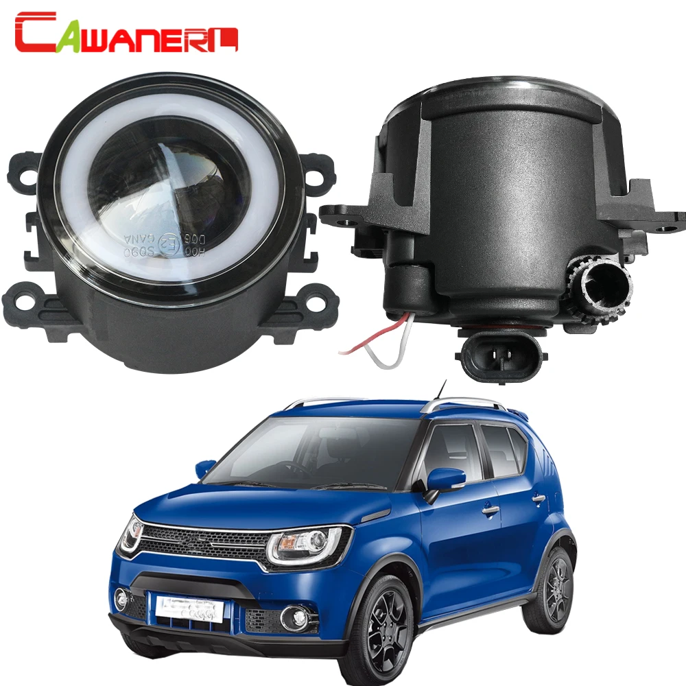 Cawanerl For Suzuki Ignis II 2003 2004 2005 2006 2007 2008 Car H11 LED Fog Light COB Angel Eye DRL Daytime Running Lamp 12V