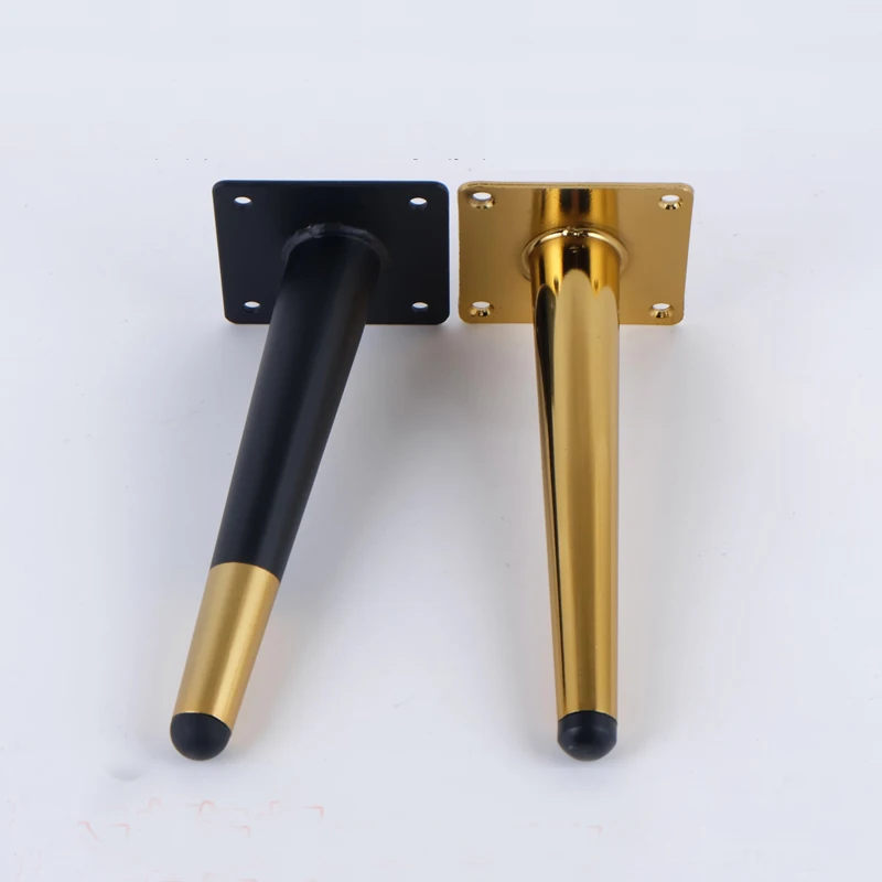 4pcs Metal Furniture Table Leg Hardware Tapered Gold Cabinet Leg Sideboard Wardrobes Coffee Cone Chair Feet 15/20/25/30cm