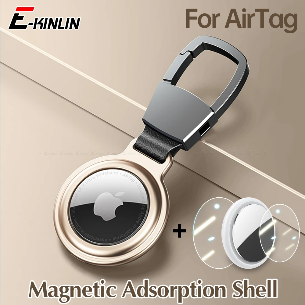 Magnetic Adsorption Cover For Apple Airtag Locator Protective Sleeve Shell For Air Tag Locator Keychain Protector Metal Case