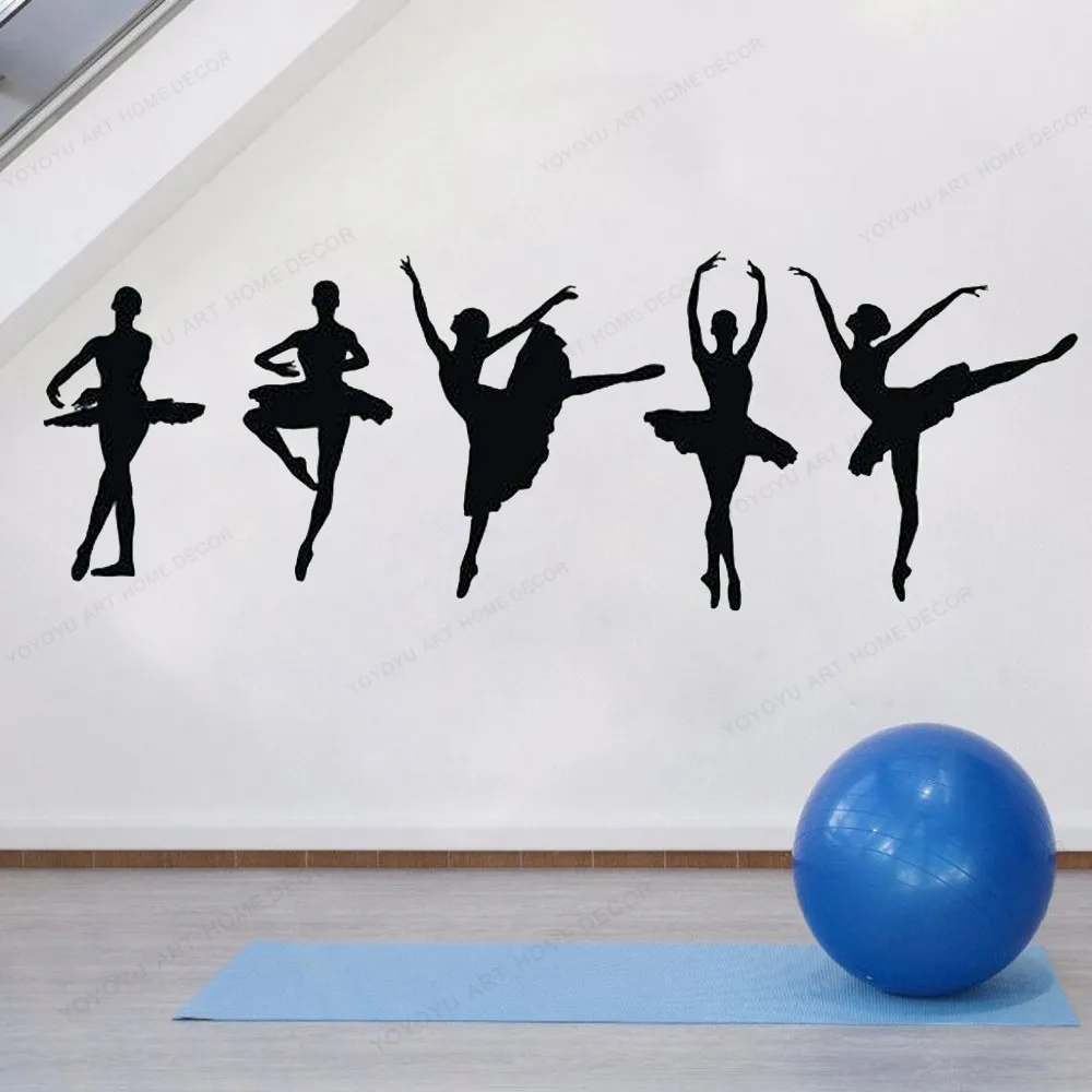 Ballet Dancer Vinyl wall Decal Ballerina wall sticker dancing removable wall art mural for girls room dance studio decor HJ463