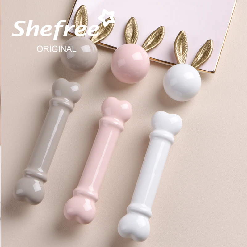 Cute magic wand Cartoon Furniture Handles White Pink Drawer Knobs Children Handles Ceramic Dresser Knobs Handles for Cabinets