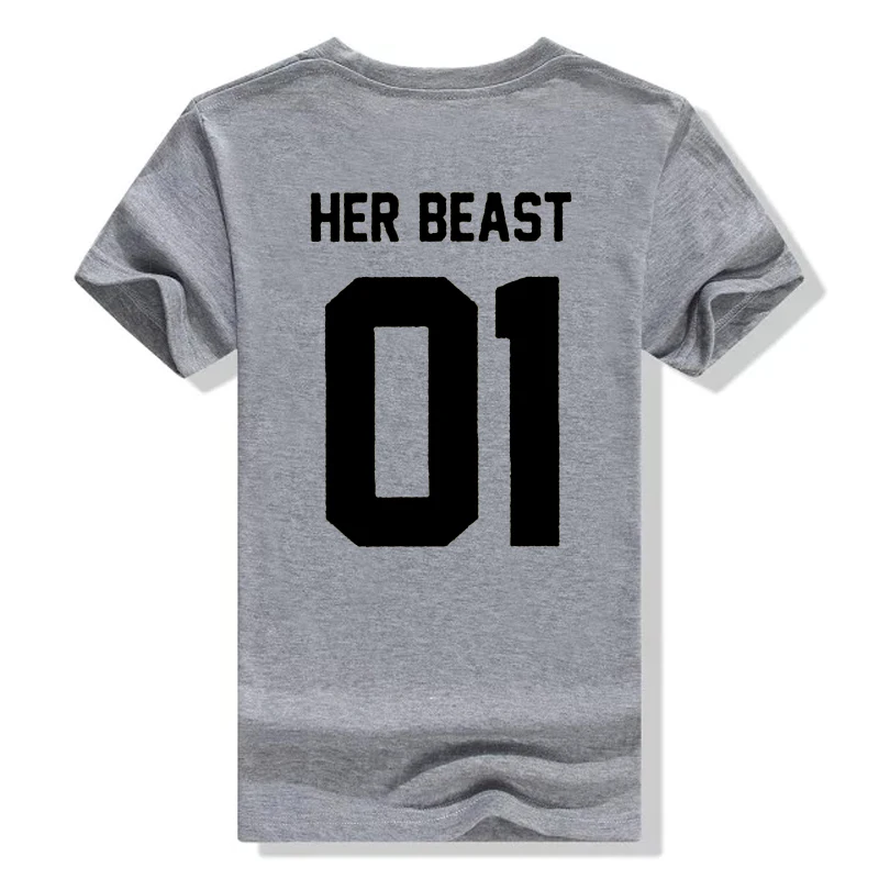 Casual Custom Numbers His BEAUTY Her BEAST 01 Mathch Tshirts Couple T-shirts Cotton O-neck Short Sleeve Tshirt Women Men