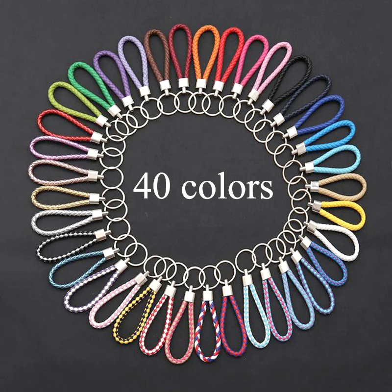 50pcs Colorful PU Leather Braided Keychains