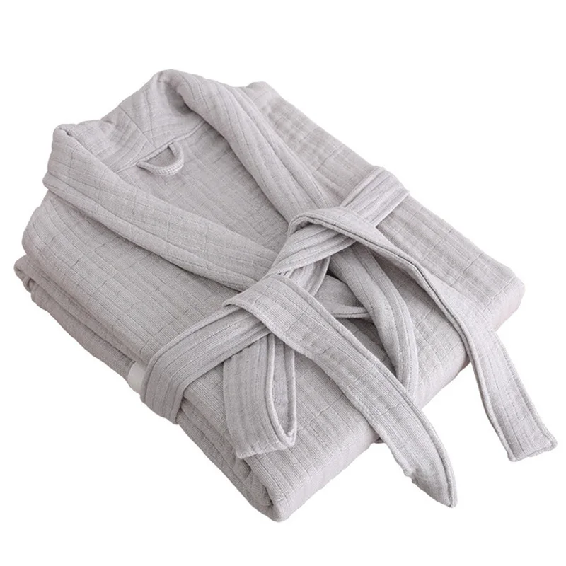 6 Ply Gauze Robe 100% Cotton Unisex Robe Bath Robe For Men And Women Soft highly absorbent Robe Females Casual Home Bathrobe