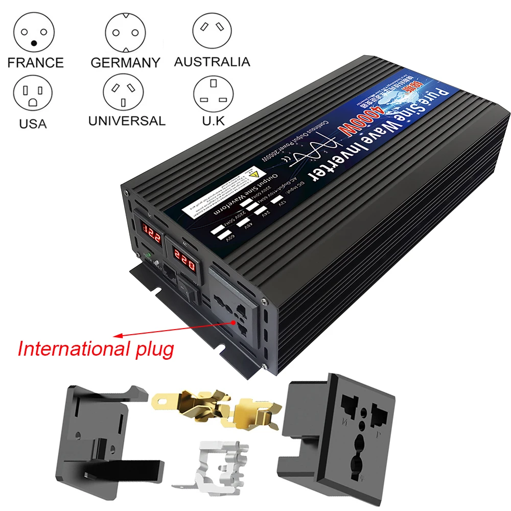 Pure Sine Wave Inverter 12V 24V 48V 60V 220V 3000w 4000w Voltage Transformer Solar Power Inverter 12V 220V Inversor Converter LE