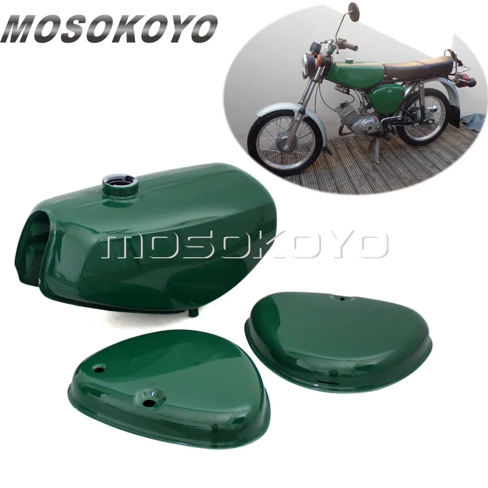 Motorcycle Green Orange Oil Tank Gas Fuel Tank + 2 Side Cover for Simson S50 S51 S70