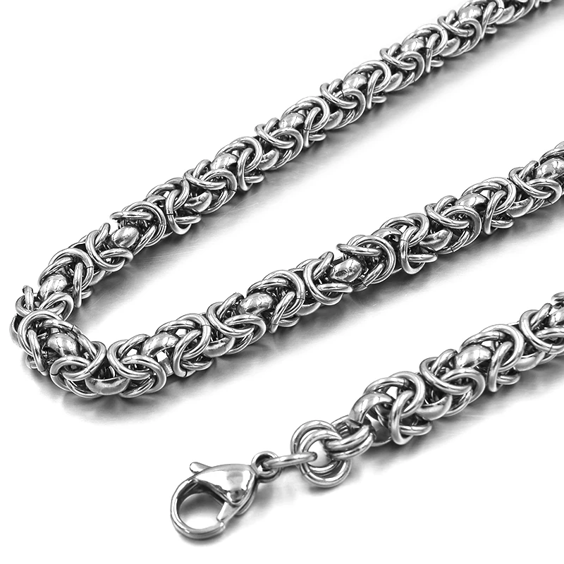 GOKADIMA 7mm 316L Stainless Steel Necklaces Byzantine Chain New Mens Jewelry 2019 Fashion Cool Gift, Wholesale WN021