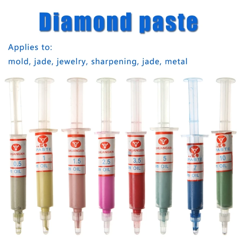 New 8 Pcs/set Diamond Polishing Lapping Pastes Compound Syringes Set 0.5-10 Micron Tools Random delivery