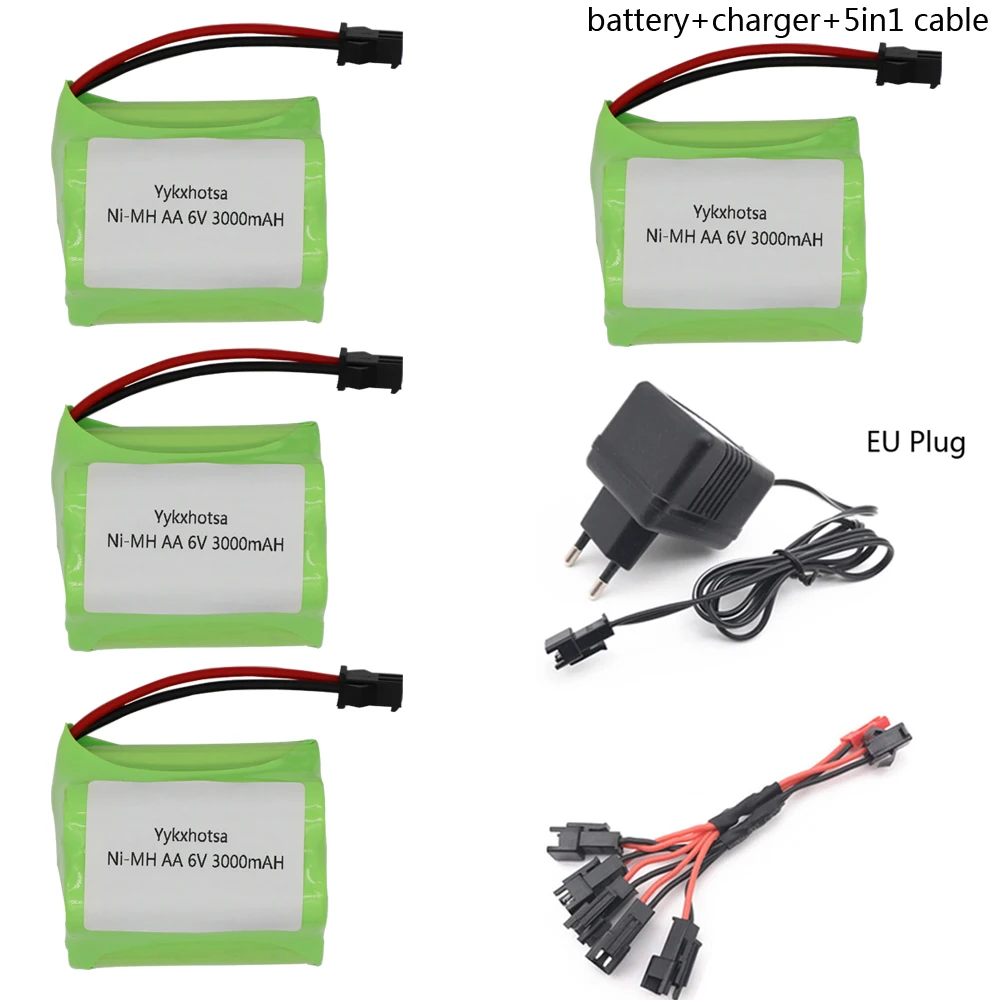 

6V 3000mah NI-MH M Battery with charger 5in1 cable high capacity 6V NIMH battery electric toy battery for Remote car ship robot