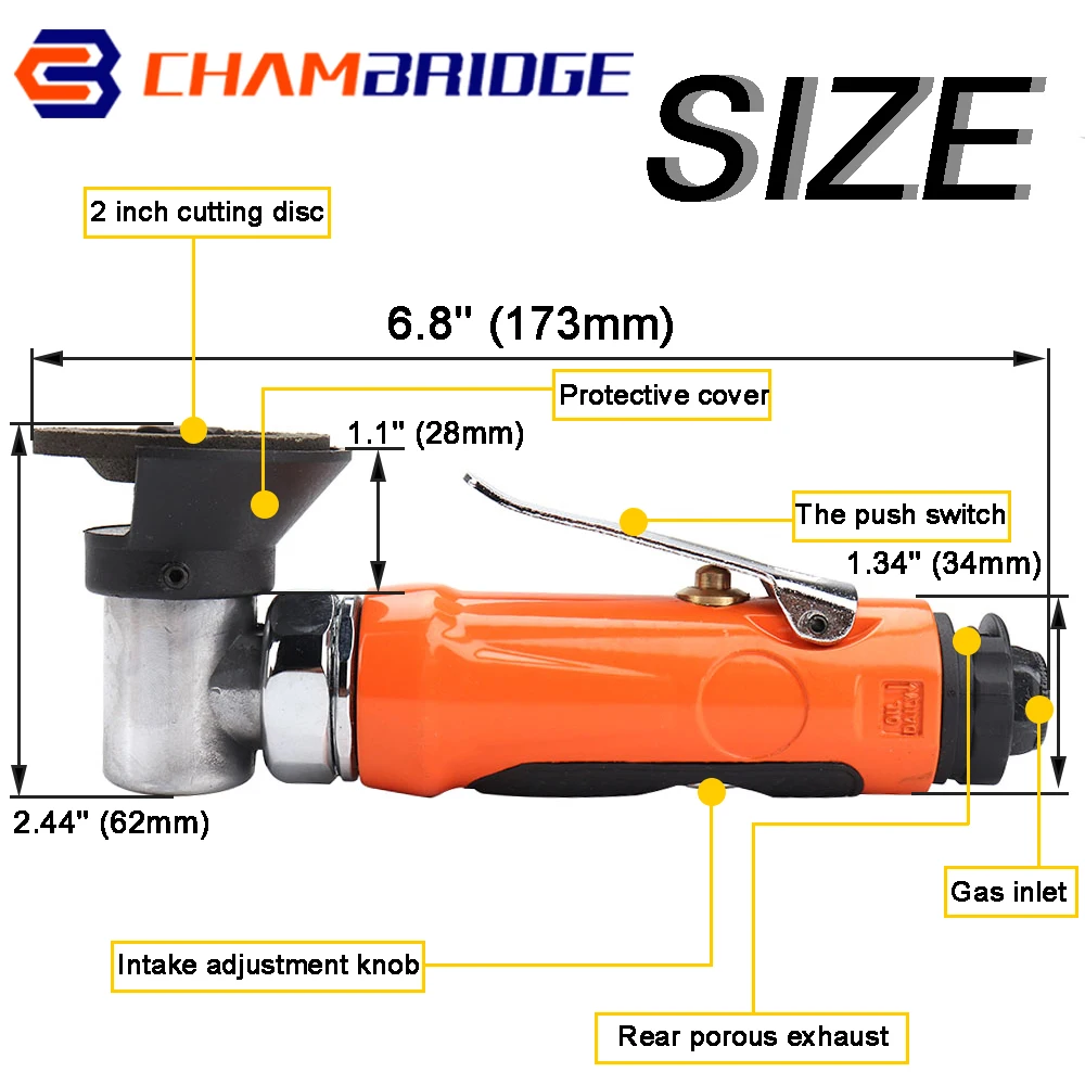 2 Inch 15,000 RPM Pneumatic Angle Grinder High-speed Air Angle Die Grinder for Machine Polished Cutting With Accessories