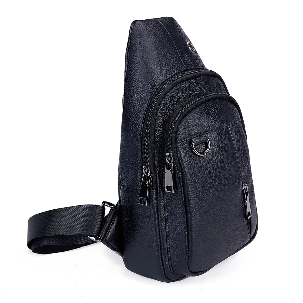 RETROGOO Fashion Genuine Leather Crossbody Bags Men Brand Small Male Shoulder Bag Casual Men's Music Chest Bags Messenger Bag