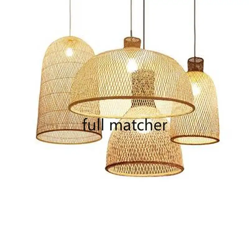 

Vintage Bamboo Art Pendant Lights Wood Wicker Chinese Pendant Lamp Suspension Home Indoor Dining Room Kitchen Fixtures Luminaire