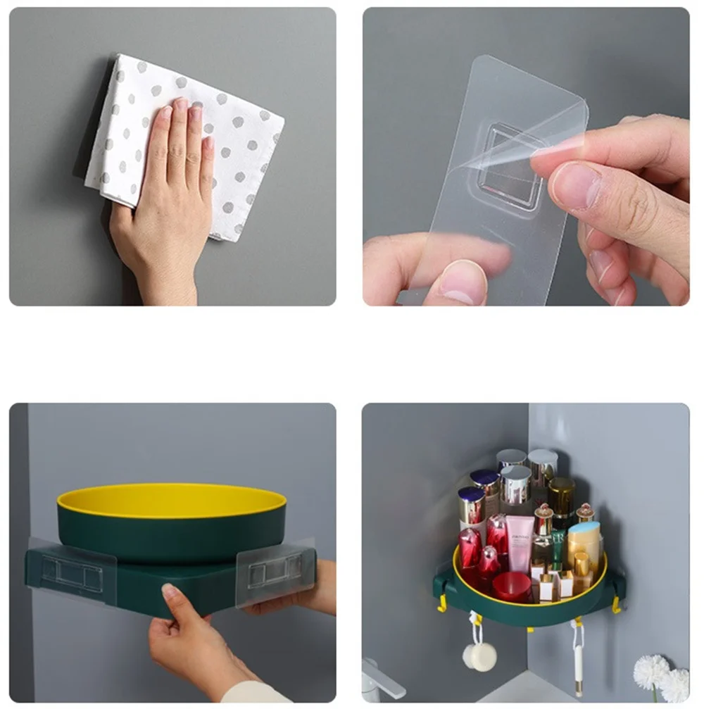 ห้องน้ำ360 ° หมุนชั้นวางห้องน้ำล้างอุปกรณ์มุมชั้นแขวนผนังห้องครัว Seasoning Rack